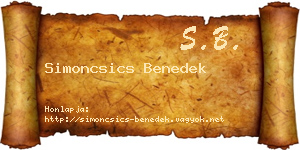 Simoncsics Benedek névjegykártya